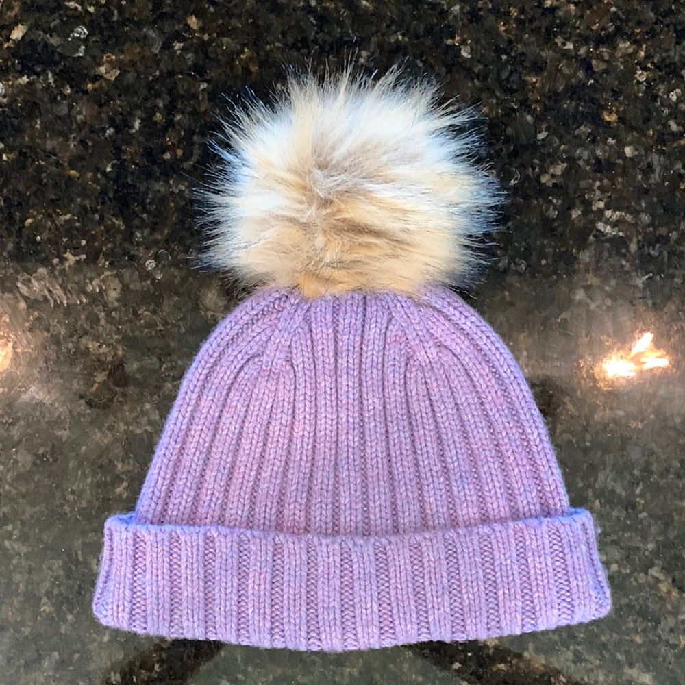 J. CREW Knit Hat With Faux Fur Pom Pom